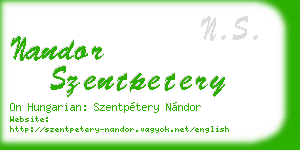 nandor szentpetery business card