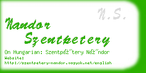 nandor szentpetery business card